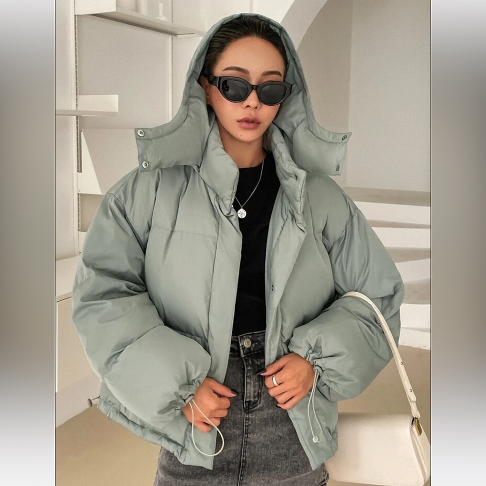 Dazy Drop Shoulder Drawstring Hem Hooded Puffer C… - image 4